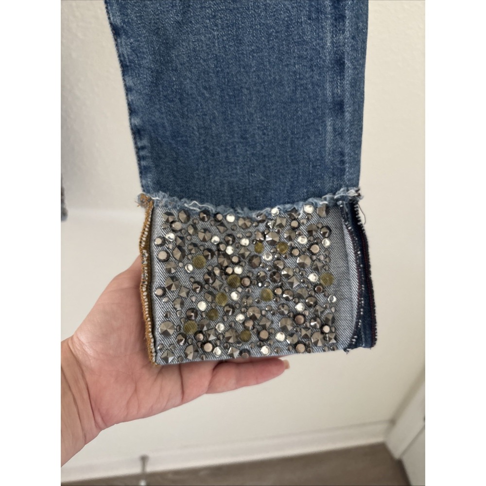 A.O.L.A by alice + olivia You Look Amazing Blue Jeans Sequin‎ Studded Cuff 24 - Picture 5 of 16